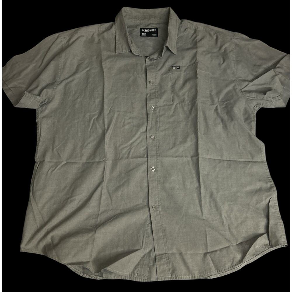 Zoo York Grey Button Up Shirt Mens Size 4XB Short‎ Sleeve